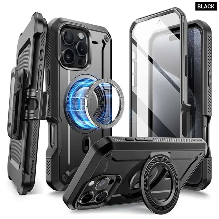 For Iphone 16 Pro Max 6.8“ Ub Pro Mag Full Body Rugged Phone Case With Built-In Screen Protector Belt-Clip