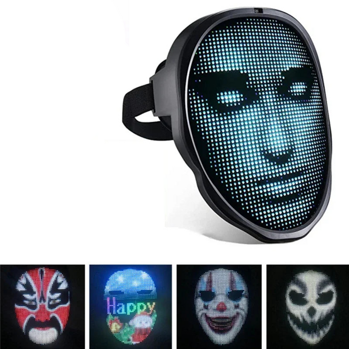 Smart Led Face Mask - Bluetooth Control Customizable For Parties & Halloween