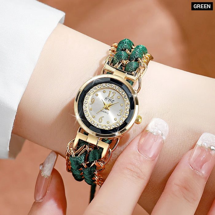 Rhinestone Rope Bracelet Watch for Women