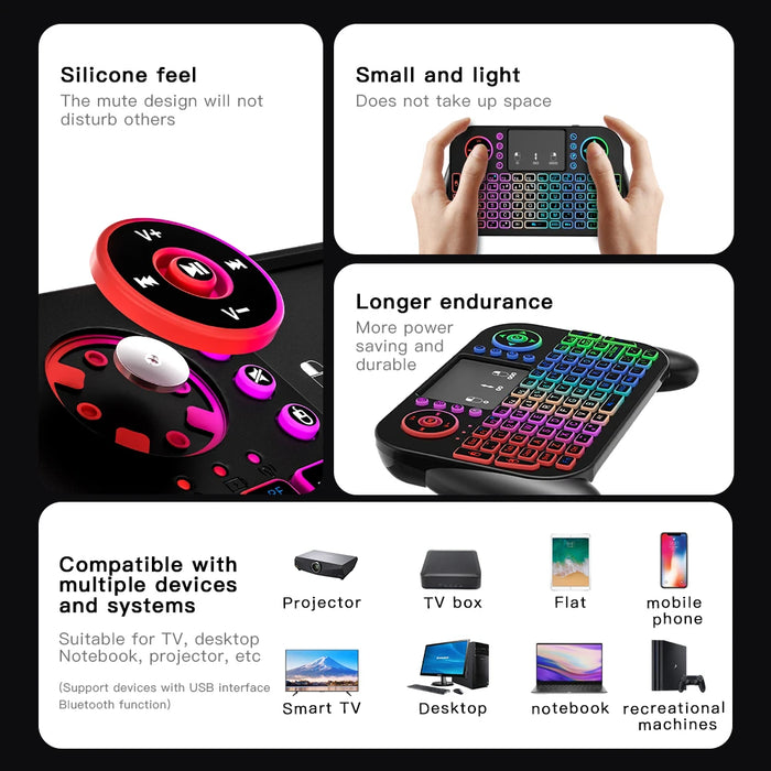 7 Colour Backlit Mini Wireless Keyboard For Android Tv Box