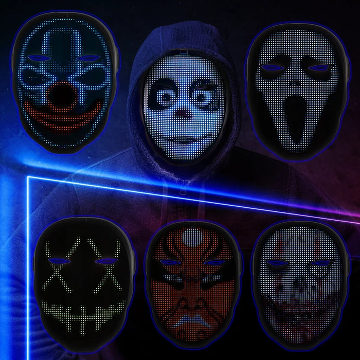 Smart Led Face Mask - Bluetooth Control Customizable For Parties & Halloween