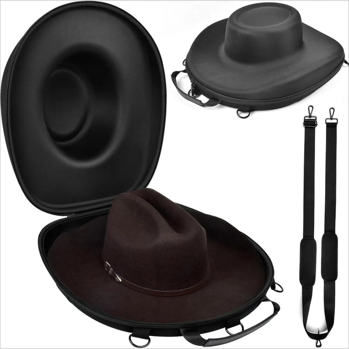 Travel Hat Box Hard Hat Carrier Case For Cowboy Panama Fisherman&Tweed Hats Crush-Proof Hats Holder Storage