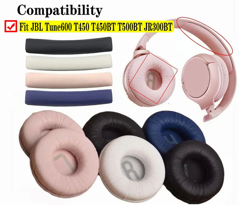 Pair of Soft Leather Foam Ear Pads For Jbl Tune 600 T450 T450Bt T500Bt Jr300Bt 70Mm