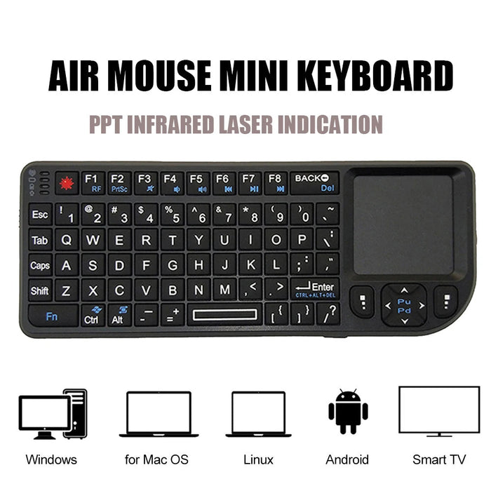 2.4G Mini Wireless Keyboard With 7 Colour Backlit Touchpad - English / Russian / Spanish / French - Android Tv Box / Pc / Tablet