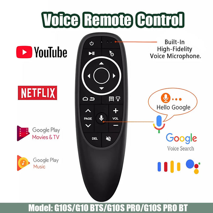 Universal Voice Remote Control - 2.4G Wireless Backlit With Gyroscope Air Mouse For Android Tv Pc