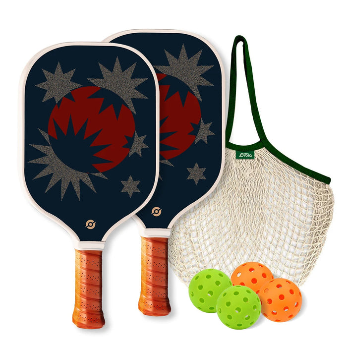 Outdoor Pickleball Paddle Set 2 Paddles 4 Balls Large Sweat Spot