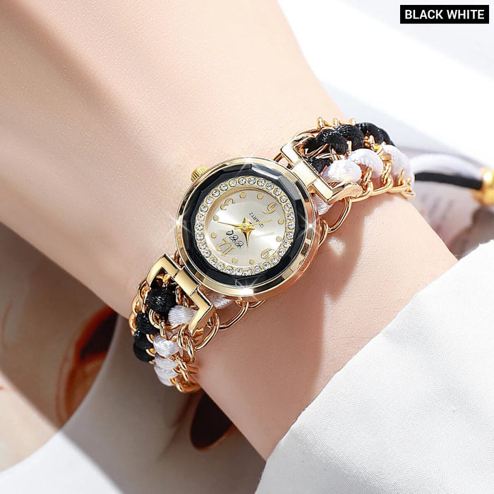 Rhinestone Rope Bracelet Watch for Women