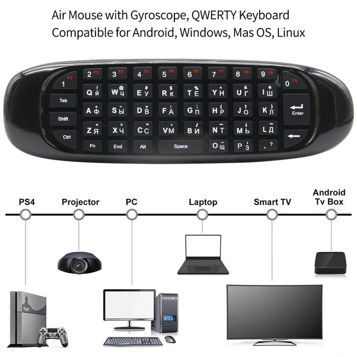 2.4G Wireless Keyboard Mouse For Android Tv Box - C120 Fly Air Mouse - Russian / Spanish