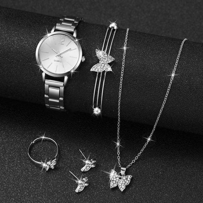 6pc Quartz Watch Set Butterfly Design