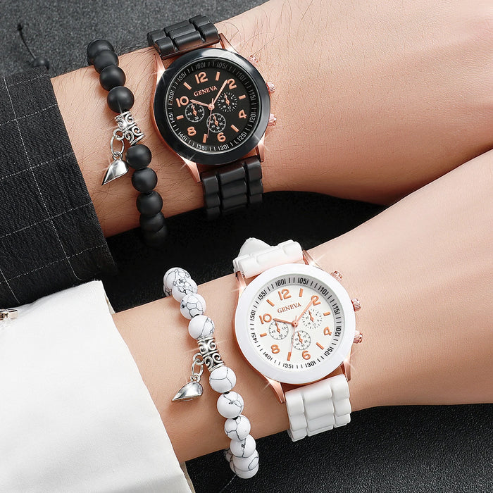 4 Piece Magnetic Heart Bracelet Watch Set