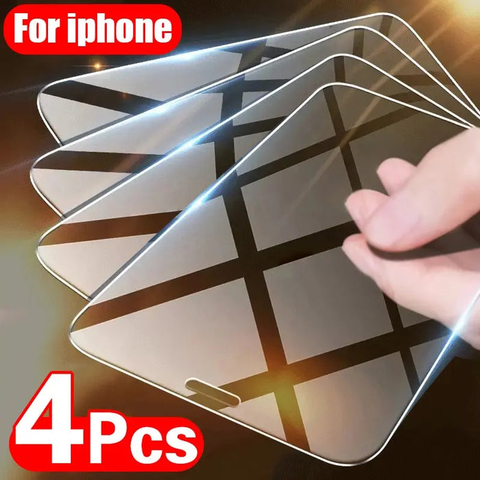 Pack of 4 Tempered Glass Screen Protector for Iphone 11 15 Pro and Se