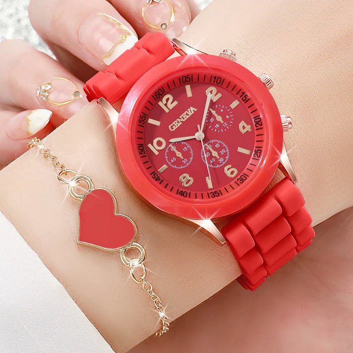 4 Piece Fashion Silicone Couple S Watch Set - Without Box