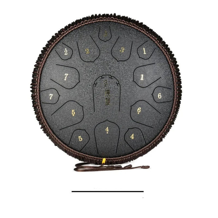 15 Tone 14 Inch D Tone Hand Plate Sanskrit Professional Black Steel Tongue Drum For Yoga & Meditation