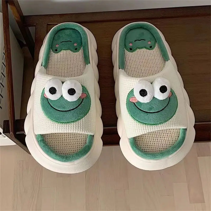 Winter Cartoon Frog Slippers