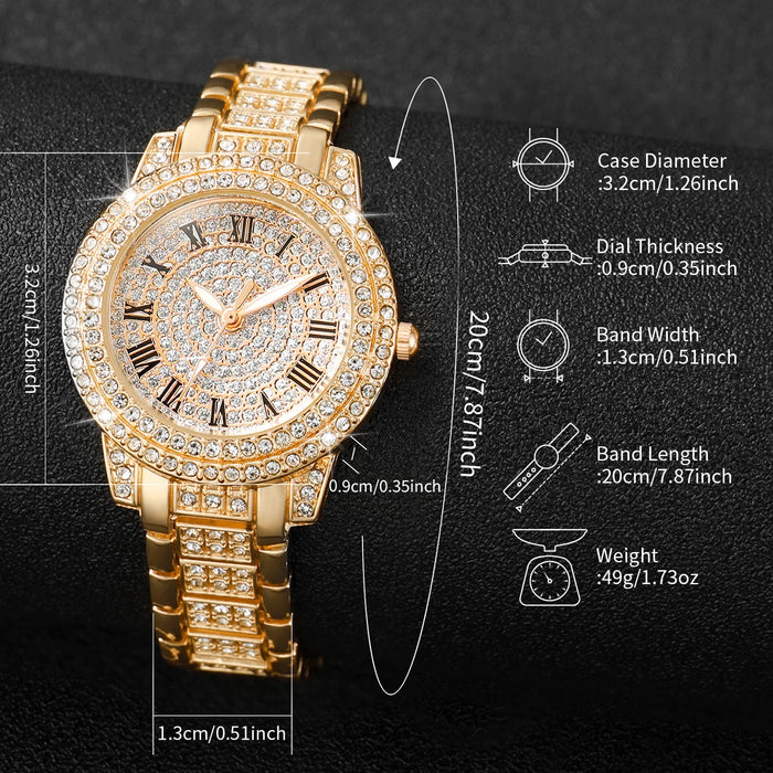 2 Piece Diamond Watch Bracelet Set