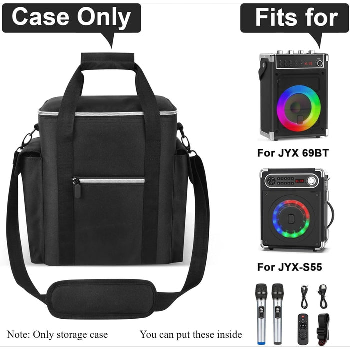 Karaoke Bag / Carrying Case Compatible With Jyx-S55 / For Jyx 69Bt Ms69 Karaoke Machine With Two Wireless Microphones Holder