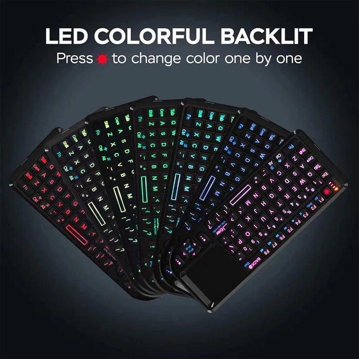 7 - Colour Backlit Wireless Keyboard With Touchpad & Flashlight - Pc / Smart Tv Box Compatible