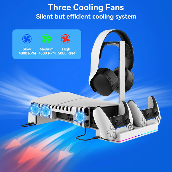 Ps5 Slim Charging Stand Cooling Fan Headphone Holder