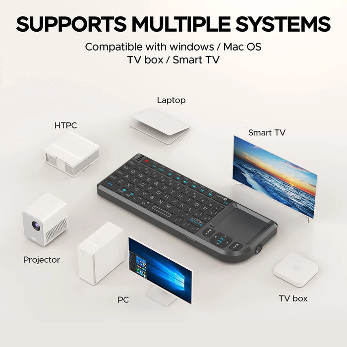 7 - Colour Backlit Wireless Keyboard With Touchpad & Flashlight - Pc / Smart Tv Box Compatible