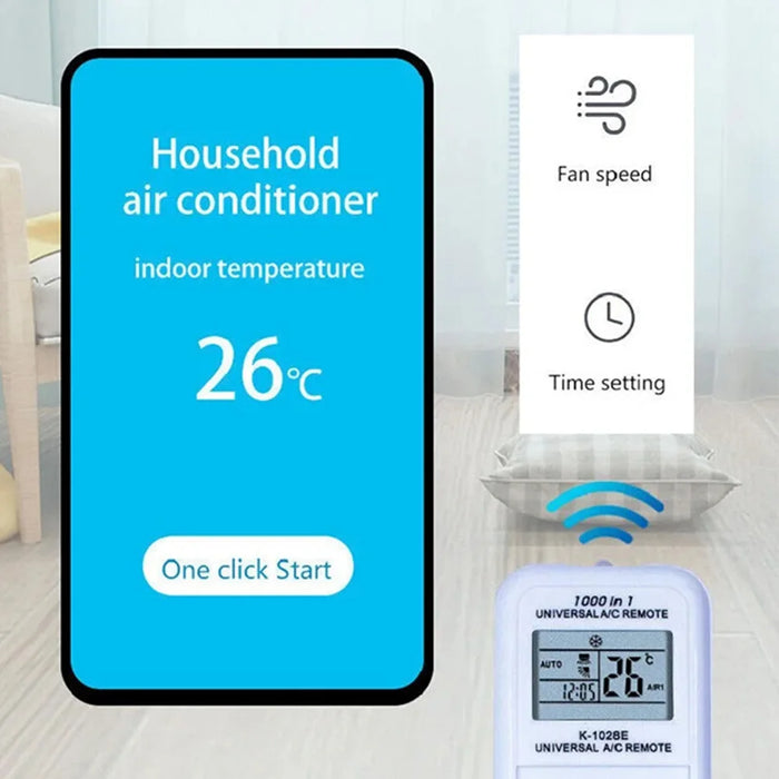 Universal A / C Remote Control K1028E For All Major Brands - Lcd Display