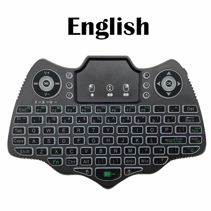 V18 Mini Wireless Keyboard - 2.4G Bt Touch 7 Colour Backlit French / Spanish / Russian Air Mouse - Android Tv Box Gift