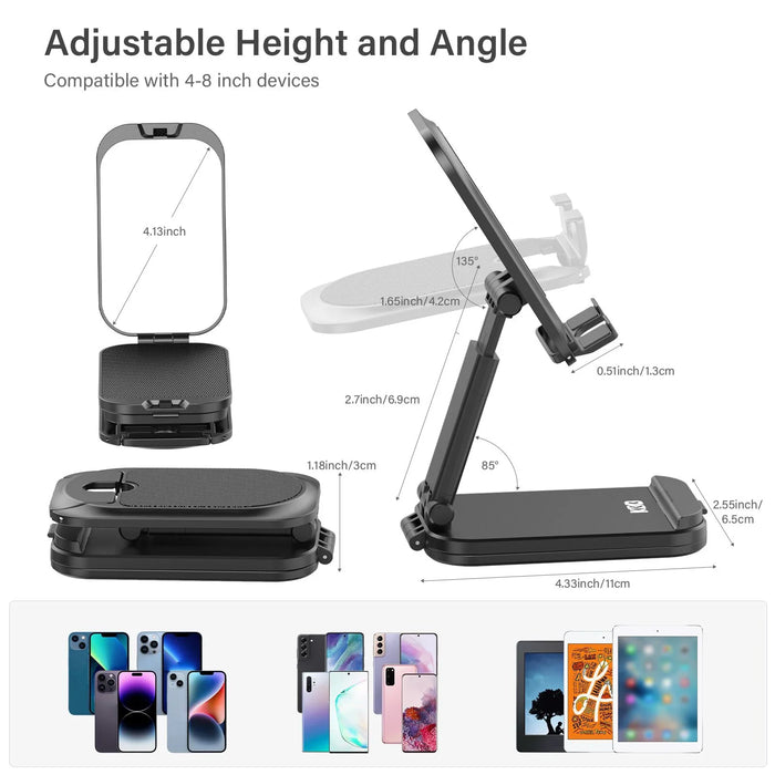 Foldable Phone Stand Makeup Mirror Adjustable Angle