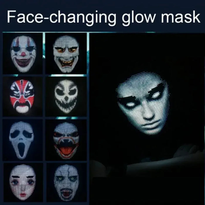 Smart Led Face Mask - Bluetooth Control Customizable For Parties & Halloween