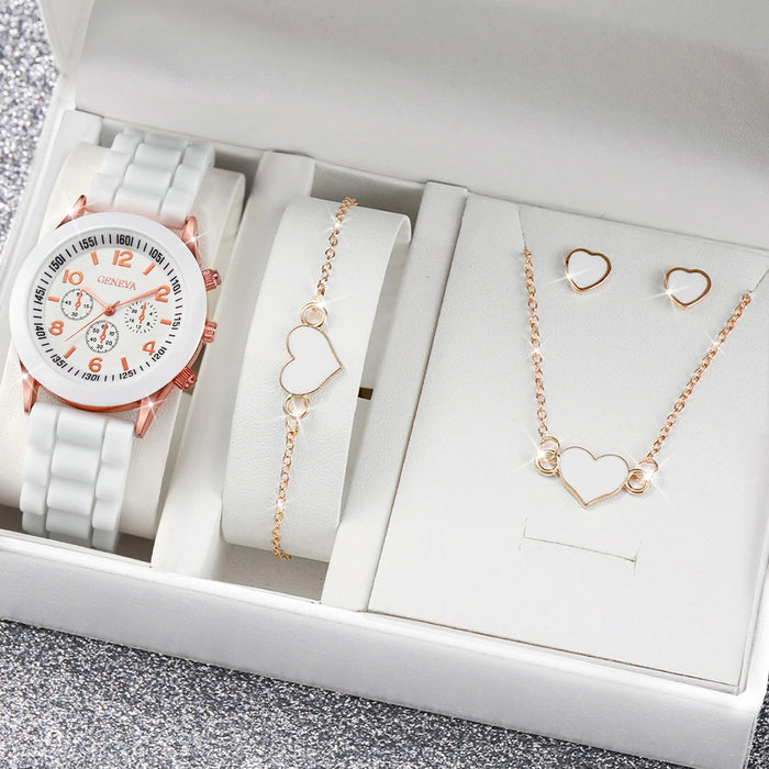 4 Piece Fashion Watch Set Silicone Band