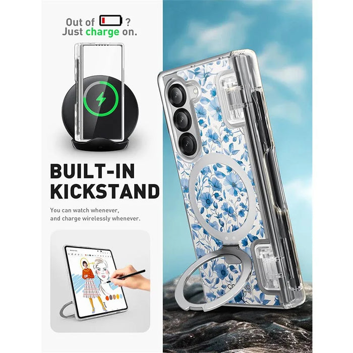 For Samsung Galaxy Z Fold 6 Cosmo Full Protective Hinge Protection Magnetic Case With Magsafe Stand & S Pen Holder