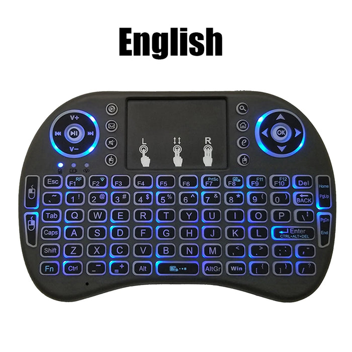 Backlit Mini Wireless Keyboard For Pc Android Tv Box - 2.4G Air Mouse With Touchpad - I8 Arabic French Spanish Russian