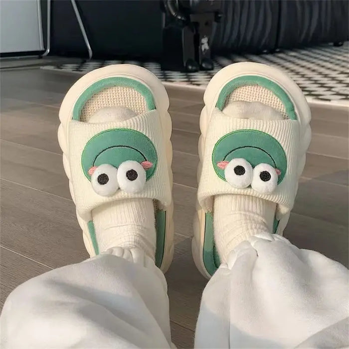 Winter Cartoon Frog Slippers