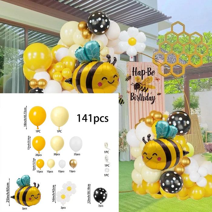 141Pcs Bumblebeeballoon Wreath Set Bee Balloon Arch For Sweet Bee Festival Party Gender Reveal Birthday Decoration Surprise Party