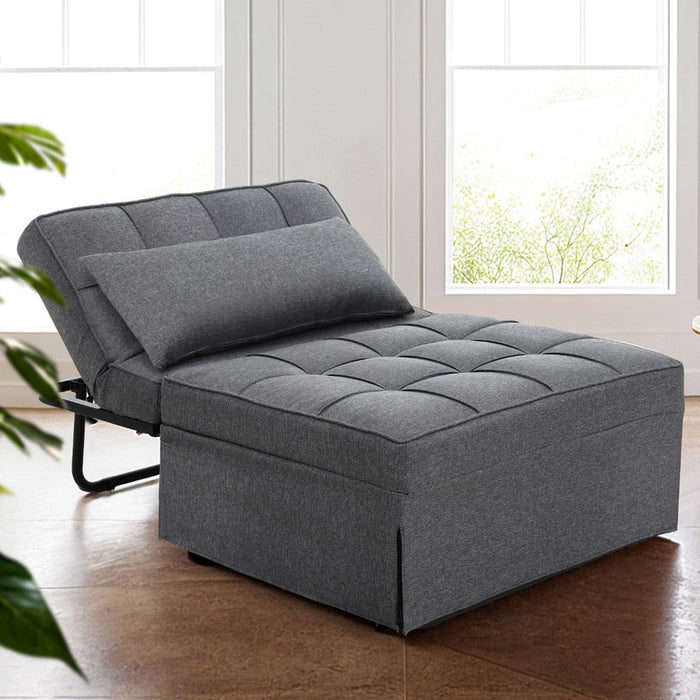 Sofa Bed Ottoman Pillow Folding Linen Grey Siyi