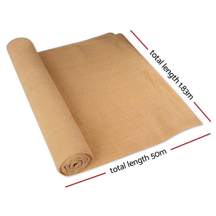 50% Shade Cloth 1.83X50M Shadecloth Sail Heavy Duty Beige