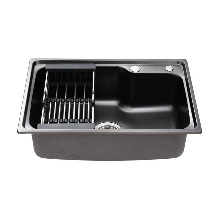 Kitchen Sink 61X43Cm Stainless Steel Basin Single Bowl Black Drain Basket