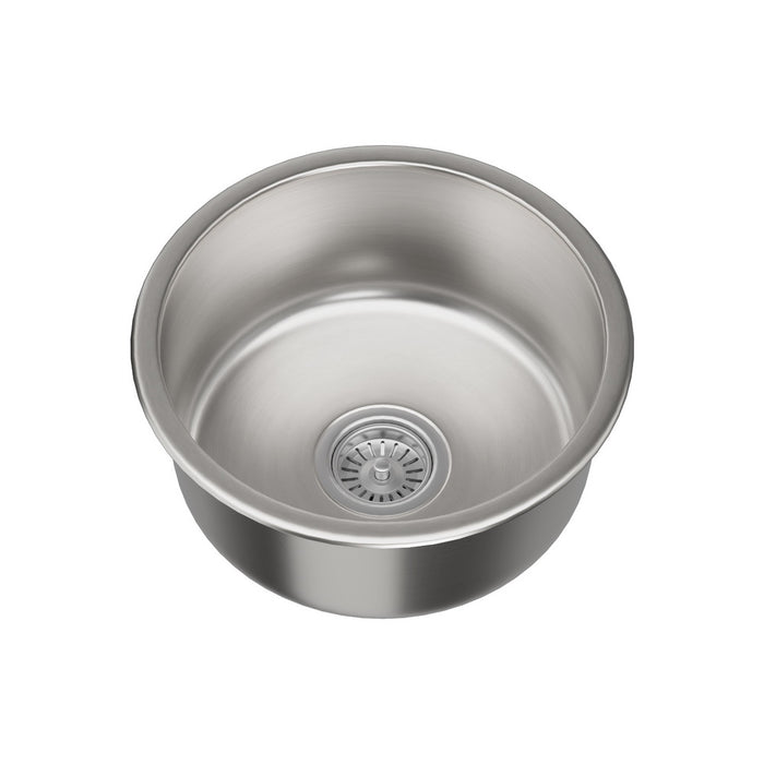 Kitchen Sink 43Cm Round Stainless Steel Basin Single Bowl Silver