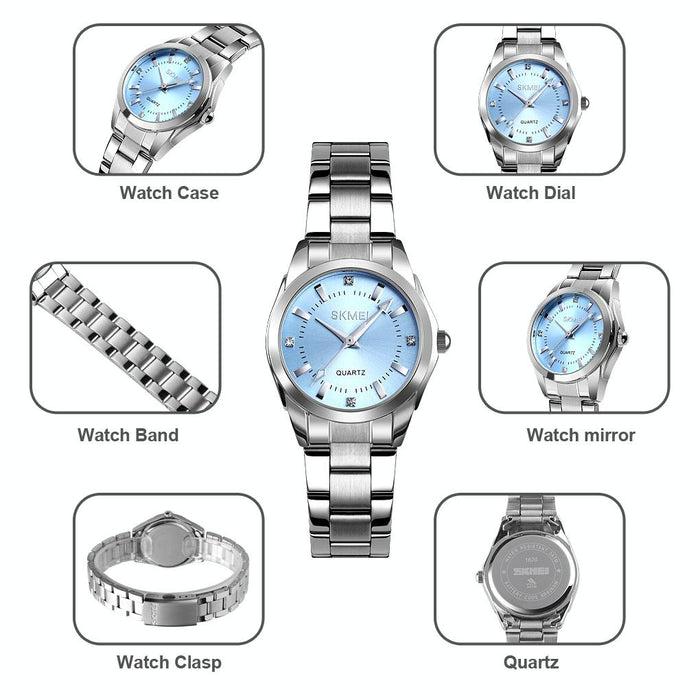 1620 Delicate Rhinestone Creative Casual Waterproof Quartz Women Steel Strap Watch