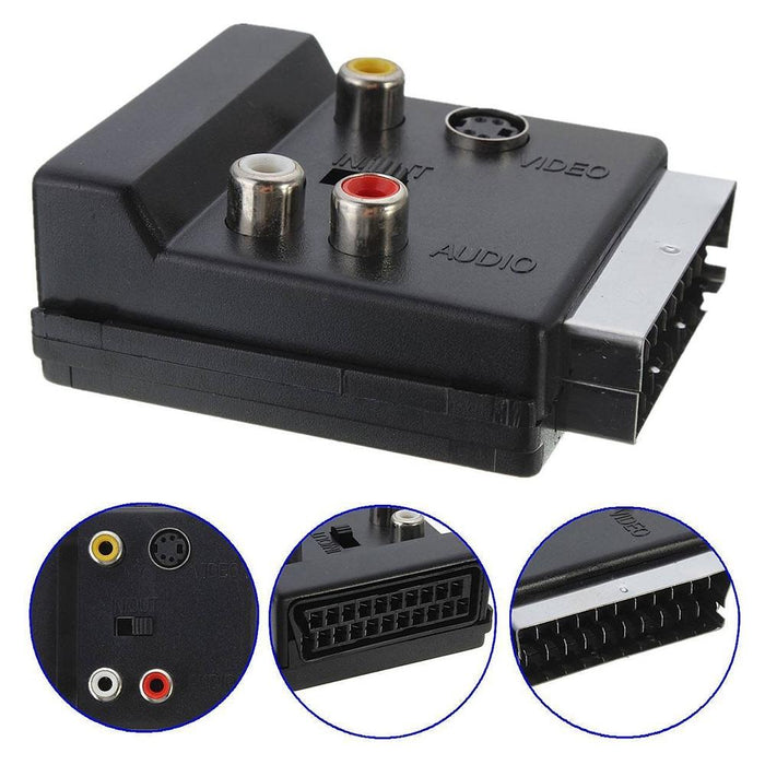 21 Pin Scart Male To Female S-Video 3 Rca Adapter Switchable In Out Audio Converter