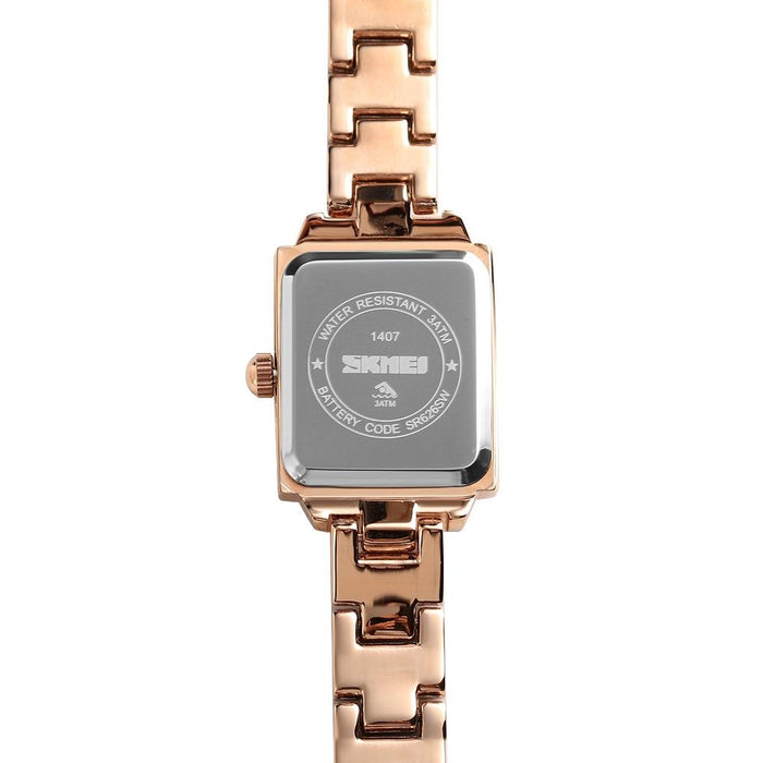 1407 Business Fashion Diamonds Delicate And Elegant Square Zinc Alloy Quartz Watch For Women Rose Gold