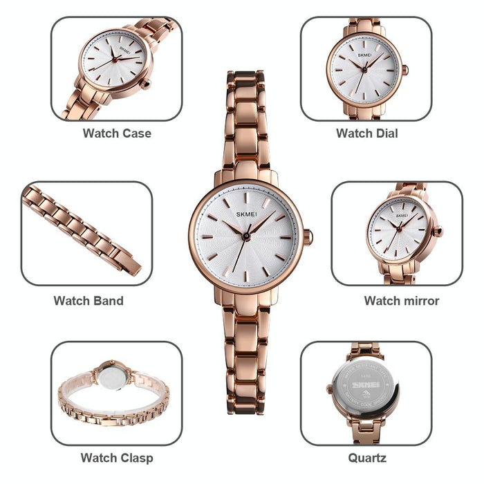 1410 Women Quartz European And American Fashion Watch Business Leisure Steel Belt