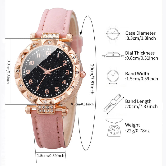 6 Piece Starry Sky Watch Jewelry Set