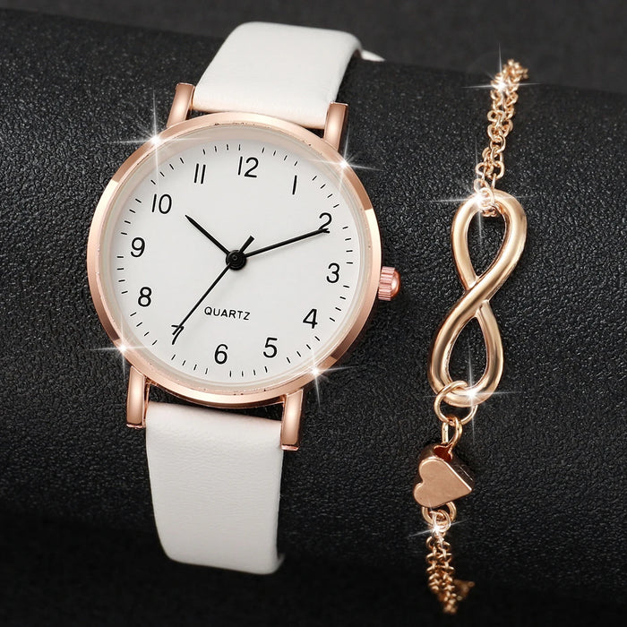 2 Piece Fashion Watch Bracelet Set for Women