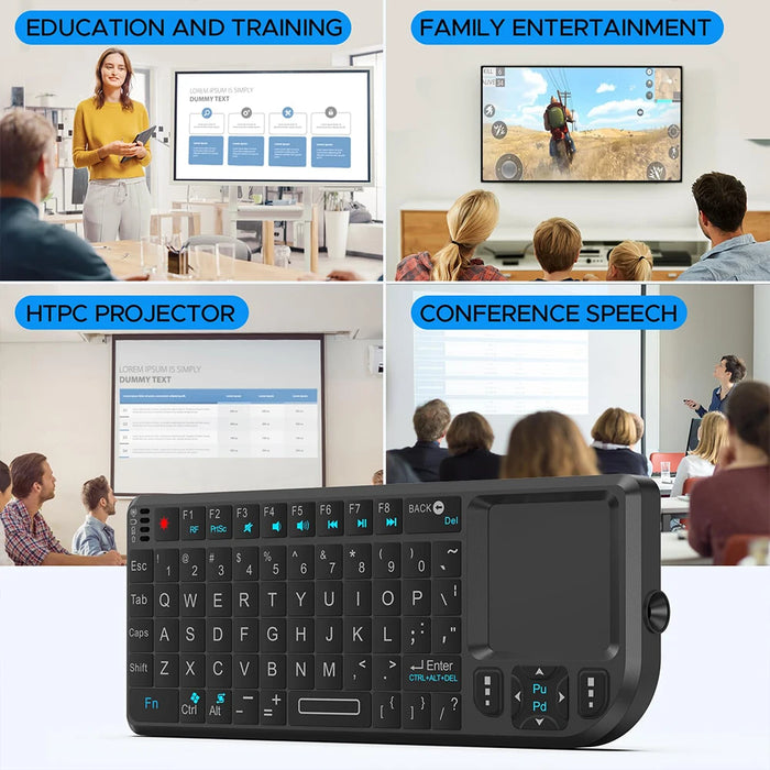 2.4G Mini Wireless Keyboard With 7 Colour Backlit Touchpad - English / Russian / Spanish / French - Android Tv Box / Pc / Tablet