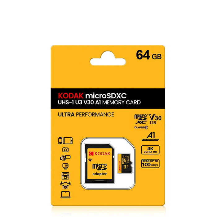 Kodak 64gb Micro Sd Card Class 10 Tf Flash 32gb / 128gb / 256gb / 512gb U3 V30 A1 Car Camera / Pc / Phone