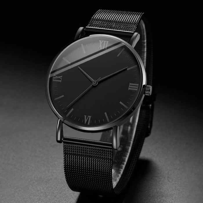 Pack of 2 Mens Fashion Quartz Watches Steel Mesh Bands