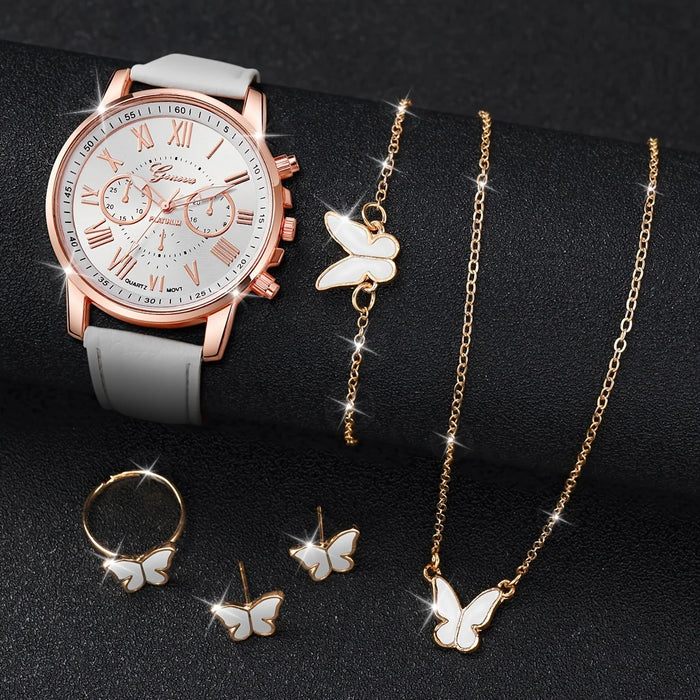 6 Piece Butterfly Watch Jewelry Set - Without Box