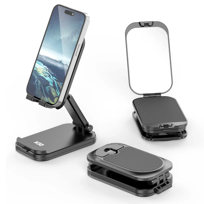 Foldable Phone Stand Makeup Mirror Adjustable Angle