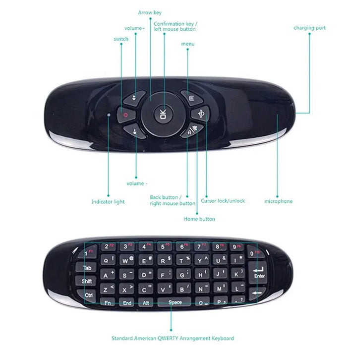 2.4G Rf Voice Air Mouse C120 - 7 Colour Backlight Mini Keyboard For Android Tv Box