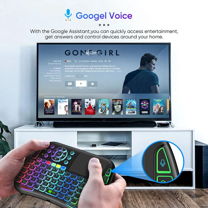 Wireless Keyboard With Backlit Voice Control And Touchpad For Android Tv Box And Pc