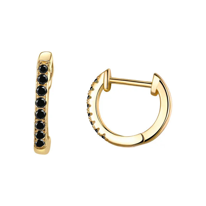 14k Gold Plated 925 Sterling Silver Cuff Earrings With Cubic Zircon 10 Colours Huggie Stud For Women